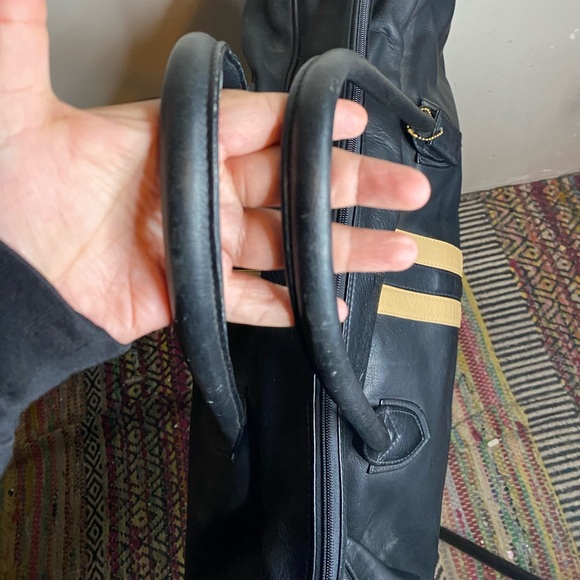 Latico Leather Black Barrel Duffle Bag Striped - Picture 6 of 12